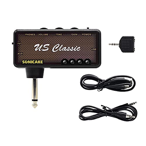 SONICAKE Guitar Headphone Amp Mini Guitar Headphone Amplifier US Classic Rechargeable Pocket