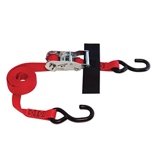 S-HOOK STRAP 1"x8' RATCHET (USA!) with Hook & Loop storage fastener