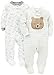 Simple Joys by Carter's Baby Neutral 2-Pack Cotton Footed Sleep and Play, White Turtle/Bear, 6-9 Months
