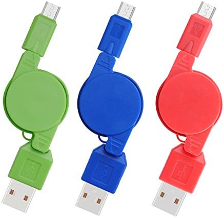 USB Cable, Retractable Cable, INEER 3-Pack High Speed USB 2.0 A Male to Micro B Data Sync &amp; Charge Cable for Android, Samsung Galaxy, HTC, LG, Sony, Blackberry, Nokia, HP, PS4 and More Android Device
