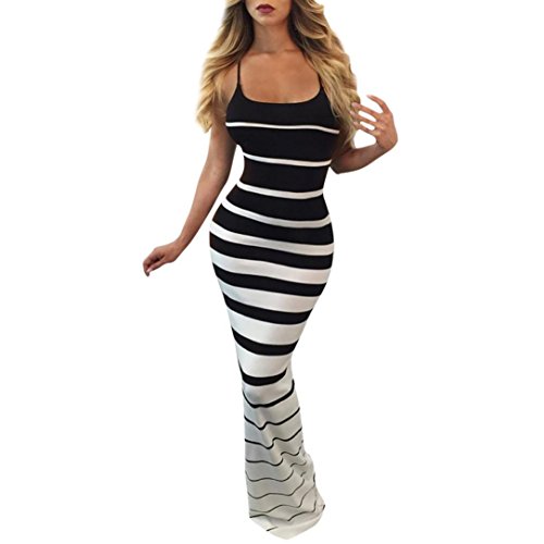 Tsmile Clearance Summer Women Sleeveless Stripe Strapless Sheath Party Evening Maxi Dress Hot Sale Slim Camisole Long Dress