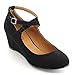 BONNIBEL DEBBY-1 Women's Criss Cross Ankle Strap Wedge Pumps One Size Bigger