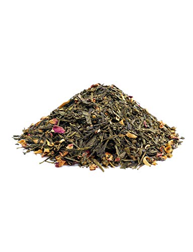 Grüner Tee lose Grüner Tee Pfirsich-Sahne Pfirsich, Orange, Rosenblüten, Aprikosen Grüntee mit cremig weicher Pfirsich-Note 100g – Bild 3