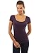PattyBoutik Women Scoop Neck Lace Up Back Blouse (Dark Purple Medium)