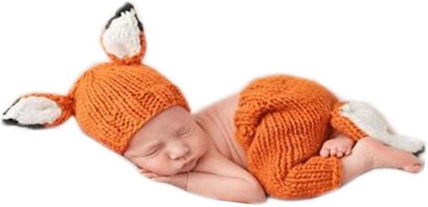 Baby Photography Props Girl Boy Photo Shoot Outfits Newborn Crochet Costume Infant Knitted Fox Hat Pants Photography Shoot