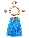 CISMARK Elastic Hawaiian Hula Dancer Grass Skirt (Blue 60cm,5pcs/set)