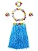 CISMARK Elastic Hawaiian Hula Dancer Grass Skirt (Blue 60cm,5pcs/set)