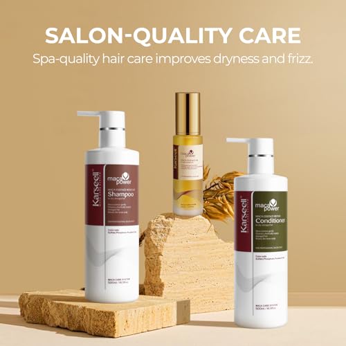 Karseell Collagen Hair Treatment Hair Care Set, Hair Oil Shampoo and Conditioner Set for Dry Damaged Hair All Hair Types 2 x 16.9fl.oz + 1.69fl.oz