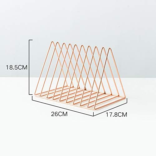 NanSy Metal Magazine Holders, Desk Magazine Rack Letter Organizers Saves Space Storage File Boxes for Tabletop use Home,Office,Study Room-Rose Gold 26x17.8x18.5cm(10x7x7inch)