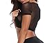JnZeBly Womens Sheer See-Through Gauze Crop Tops Black S