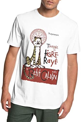 Men's Short Sleeve T-Shirts Calvin and Hobbes Tigre Raye Print Graphic Crewneck Tees Shirts Casual Tops