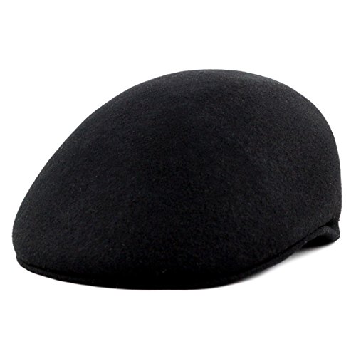 The Hat Depot 300n2000 100% Wool Felt Ascot Ivy Style Hat (S/M, Black)