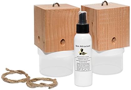 Wood Carpenter Bee Trap with Bee Attractant Spray - Set of 2