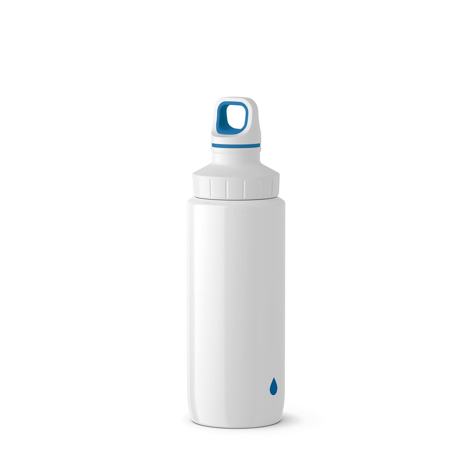 Emsa 518355 Drink2Go Light Steel Drinking Bottle 0.6 L Stainless Steel Screw Cap 100% Leak-Proof & Dishwasher Safe Drop Blue