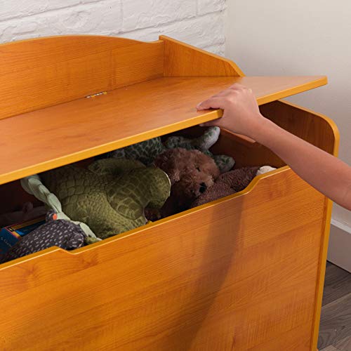 KidKraft Austin Wooden Toy Box/Bench with Safety Hinged Lid Honey