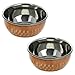 2 Handmade Indian Stainless Steel and Copper Serving Bowl Set - Unique Traditional Home Kitchen Gifts