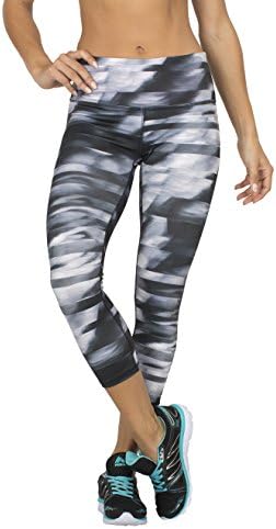 RBX Active Women's Streak Striped Printed Capri Leggings  Black Lumen  X-Large