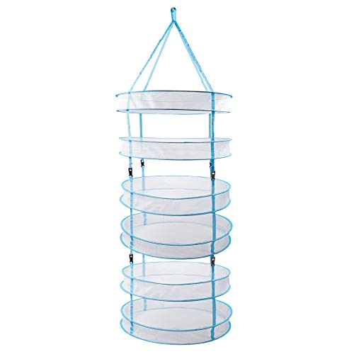 Happy Hydro – Hanging Drying Rack – 6 Tiers for Drying Herbs & Tea – Collapsible and Comes with Carry Bag – 24 inch x 64 inch