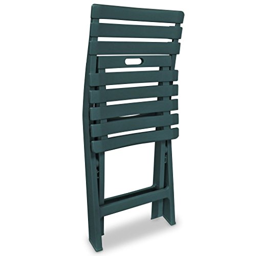 vidaXL Bistroset 3-TLG. Klappbar Balkonset Balkonmöbel Gartenmöbel Gartenset Gartengarnitur Sitzgruppe Tisch 2 Stühle Kunststoff Grün – Bild 7