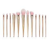 ABC 12PCS Make Up Foundation Eyebrow Eyeliner Blush Cosmetic Concealer Brushes (Rose Gold)
