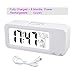 Digital Alarm Clock Rechargeable, Samshow Digital Clock with Temperature/Date/12/24h Display, Snooze/Sensor Nightlight, 2 Alarms a Week/3 Alarms a day (White)