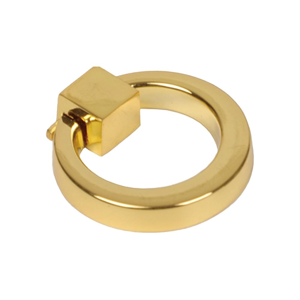 MiJunHD Modern Gold Zinc Alloy Cabinet Pull, Single Hole Ring Drawer Handle, 4.6 cm x 4 cm, 1 Piece with Screws
