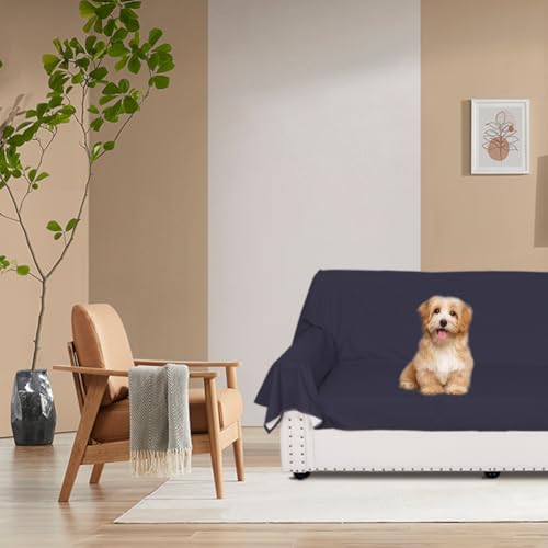 DUJUIKE Waterproof Bedspread, Waterproof Bed Sheet, Mattress Protector, Sofa Cover for Dog, Cat, Children, Double Bed (Queen 200 * 230cm, Dark Navy)