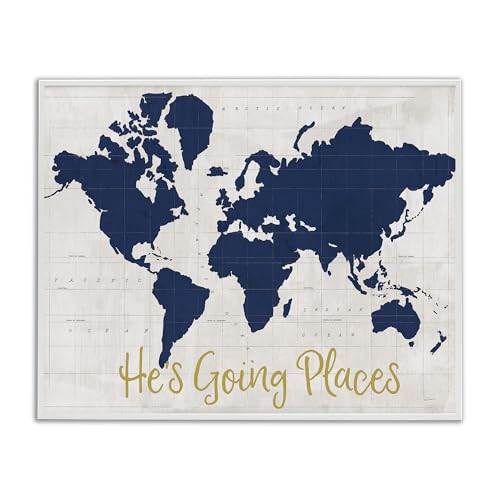 Stupell Industries Going Places Boy's Map Framed Giclee Art by Sue Schlabach
