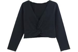 ASHER FASHION Kids Girls Long Sleeve Cardigan Shrug Front Knot Wrap Top Dance Dress Cover Up