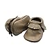 SAYOYO Baby Tassels Soft Sole Leather Infant Toddler Prewalker Shoes (12-18 Months, Tan)