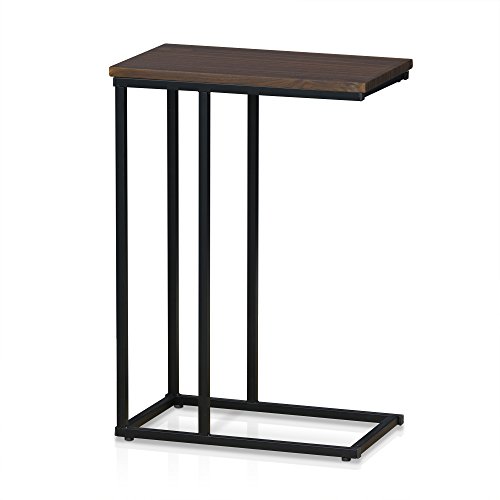 FURINNO Modern Side Table, Dark Walnut