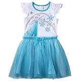 Disney Girls' Frozen Flutter Sleeve Dress White/Blue-3T