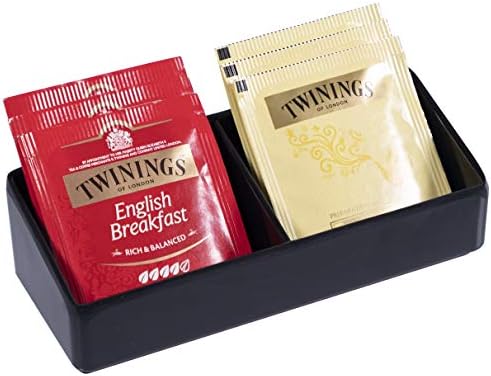 Sachet Holder Coffee Sachets Tray Tea and Coffee Holder for Tea Bags - Storage Organization Condiment Box- Sugar Napkin Straw Teabags Container for Hotels Home Office Black
