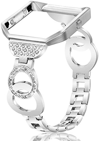 Famobest For Fitbit Blaze Bands, Bling Stainless Steel Metal Bands with Frame Replacement Accessory Bracelet
