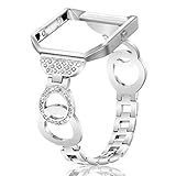 For Fitbit Blaze Bands, Famobest Bling Stainless Steel Metal Bands with Frame Replacement Accessory Bracelet