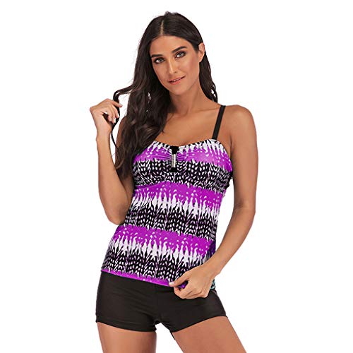 image for Emimarol Women Plus Size Swimwear High Waist Gradient Tankini Swimsuit