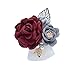 S_SSOY Boutonniere Groom Bridegroom Men's Silk Lapel Brooch Boutonniere Groomsmen Best Man Boutineer Corsage with Gold Leaf Flower for Wedding Prom Homecoming Party (Wine Red, Pack of 1)