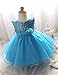 NNJXD Girl Flower Sequin Princess Tutu Tulle Baby Party Dress Size 5-6 Years Blue, 160