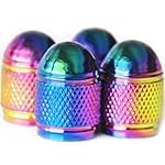 Dreamer Car 7140-N Metal Plated Bullet Shape Universal Tire Valve Stem Cap, Neon, Pack of 4