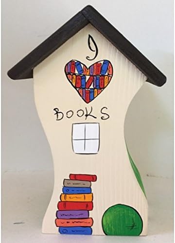 9 Books Dancing Happy House - Beautiful Gift - Wooden Home Decor - Hand Painted