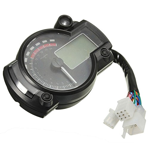 NeDonald Universal Motorcycle Motor Bike LCD Digital Speedometer Odometer Tachometer 2-4 Cylinder