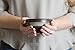 Crazy Dave's Matcha, Handcrafted Nagoya Matcha Bowl, Tea Ceremony Chawan, Tenmoku Glaze Edition, 300 Ml (10 Ounces), Dark Brown with a Single Hand Brushed White Swirl Painted on the Outside.