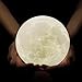 GPJOY Moon Lamp 3D Printing Moon Night Light Rechargeable Lunar Night Light, Dimmable Touch Control Brightness Warm and Cool White, Home Decorative Light with Wooden Stand, Diameter 5.7 Inch