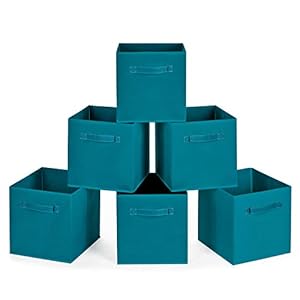MaidMAX Cloth Storage Bins, Set of 6 Foldable Collapsible Fabric Cubes Organizers Basket with Dual Handles for Gift…
