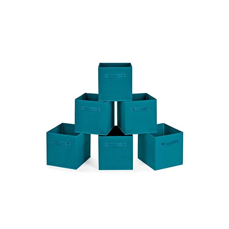 MaidMAX Cloth Storage Bins, Set of 6 Foldable Collapsible Fabric Cubes Organizers Basket with Dual Handles for Gift…