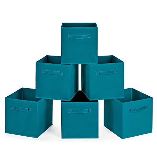 MaidMAX Cloth Storage Bins, Set of 6 Foldable Collapsible Fabric Cubes Organizers Basket with Dual Handles for Gift…