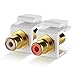 TNP RCA Keystone Jack Insert Connector Socket Modular Adapter Snap in Female 2RCA Port Gold Plated Inline Coupler for Wall Plate Outlet Panel Mount, 2 Channel Audio Red + White (1 Pack)