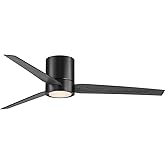 Progress Lighting P2588-31M30K Braden Mid-Century Modern Integrated LED Indoor Ceiling Fan Matte Black with Light Kit and Whi