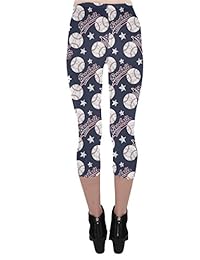 Leggings Capri Béisbol Azul y estrellas patrón