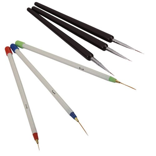 Leegoal 3 Pcs Sable Nail Art Line Drawing Brushes + 3 Pcs Dotting Pen Detailer Liner and Striper Tool Set